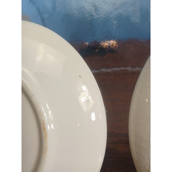 Vintage Harkerware Green 2 Pc Saucers Russel Wright Signed - Picture 9 of 13